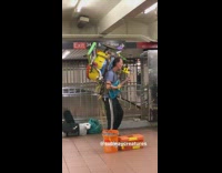 Man blue guitar one man band subway