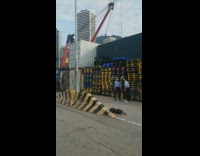 Two girls blue shirt  jump shot pier