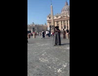 Man dress and hat streams park middle