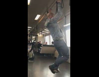 denim jacket man push ups train