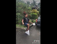 Guy passes toilet paper to himself transition