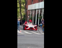 Super mario costume ride slingshot car street