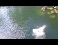 Guy wearing shoes does backflip off cliff 