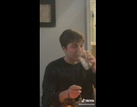 Collab BitchIG2 - Guy with fork and knife cutting notice and pretending to eat