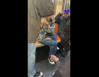 Train passengers play heads up 