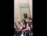 Woman tries to take perfect selfie with Mona Lisa