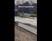 Astronaut and woman hug kiss street truck