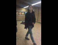 Big white dog lion head costume violin subway