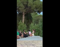 Woman fix hair sit club delle pictorial