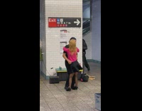 Guy dances with mannequin 