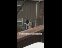 White shirt girl dance brick chimney