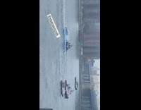 Giant poop sculpture on a blue boat