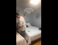 Men pranks friend whos on a date 