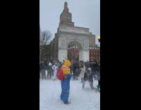 Snowball fight in Washington Square Park
