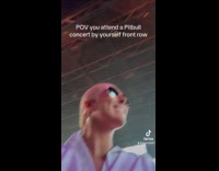 Woman bald dressed as Pitbull attend concert