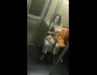 Collab Subway Creatures - Woman with black white heavy metal makeup