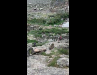 Blue hat guy handstand fail rock glacier 