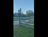 Guy jumps on fence lands on groin