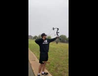 Guy fail to launch fireworks on arrow tip