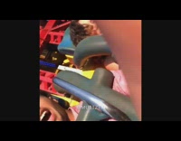 Guy records his wife on drop tower rollercoaster ride and gets scared when ride falls down 