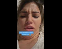 Lady in bed poses to hide double chin 