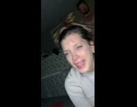 Naked guy looks for clothes in background while woman named Amber has huge bump on her head