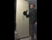 Man does tricks with ping pong ball