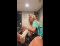 Girl asks friend for foot massage 