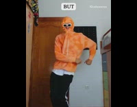 Guy orange sweatshirt dances to hip hop song, When someone is about to snitch on you to the teacher but the teacher doesn't show up today 