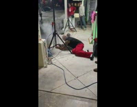 Man film smoke machine and him vaping