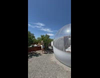 Shot of capsule outdoor unit hotel next to winery 