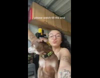 Girl dog dance scared loud noise