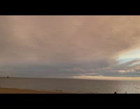 Sunset on lake Michigan overcast shore