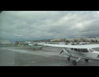 Brake test of an airplane on the runway