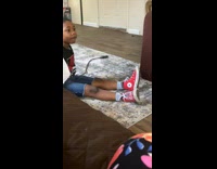 Mom sticks foot out to trip running son 