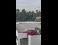 Girl crop top red car rooftop tiktok