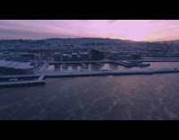 Drone view fog float over water beach