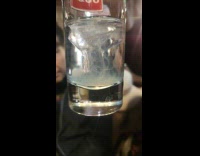 Ice forms crystals inside drink bottle 