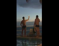 two guys bikini bottoms selfies