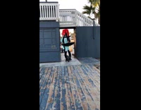 Person carrying automatic wakeboard rides onewheel 