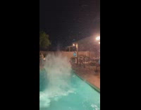 Guy backflip house roof rooftop pool backyard 