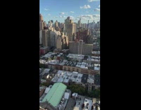 Woman red underwear walk spin around rooftop