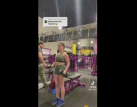 Stranger tries to grab dumbbell from girls hand 