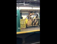 Collab Subway Creatures - Man Dressed in Rat Costume Climbs on Rails in Subway 