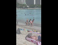 Three powerpuff girls color dance twerk beach