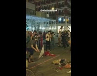 Band plays sidewalk people dance street pt. 2