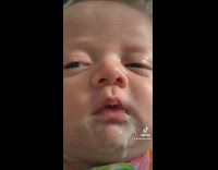 Baby girl looks drunk off milk 