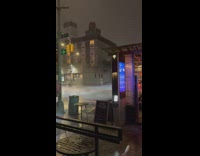 Late night heavy rain and thunderstorm in new york 