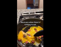 Fried hotdogs with scrambled egg mexican cooking