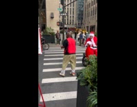 Men performing on street for salvation army